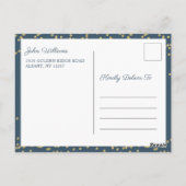 Uitgestelde bekendmaking Gold Blue First Community Briefkaart (Achterkant)