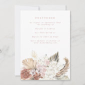 Uitgestelde Blush Roze Bohemen Pampas Datum verand Save The Date (Voorkant)