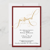 Uitgestelde bruiloft Elegant Rood w / Gold Stripe  Kaart (Voorkant)
