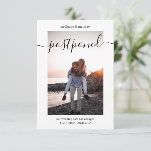 Uitgestelde bruiloft Wijzig de datum Foto Save The Date (Staand voorkant)