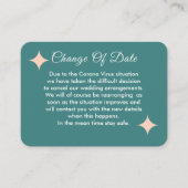 Uitgestelde bruiloft wijziging van datum aankondig informatiekaartje (Voorkant)