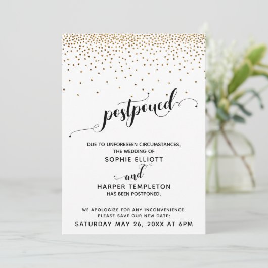 Uitgestelde Confetti- en hartenscript voor weddens Kaart (Staand voorkant)