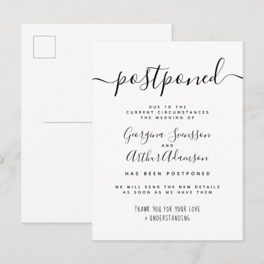 Uitgestelde Script Aankondiging van uitstel van he (Voorkant / Achterkant)