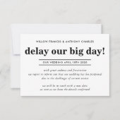 UITGESTELDE TROUW datum onze grote dag uitstellen  Kaart (Voorkant)