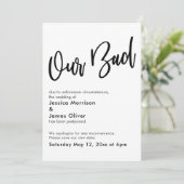 Uitgestelde Trouwdag "Onze Schuld" Hand Uitnodigin Kaart (Staand voorkant)