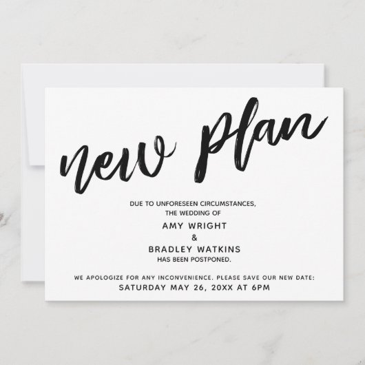 Uitgestelde trouwdatum bekendmaking "Nieuw plan" Kaart (Voorkant)