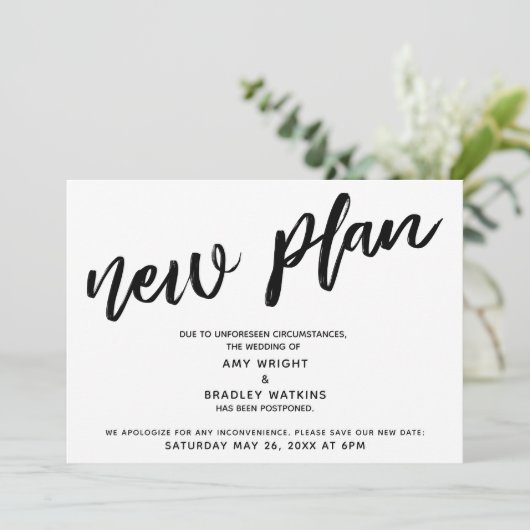 Uitgestelde trouwdatum bekendmaking "Nieuw plan" Kaart (Staand voorkant)
