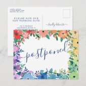 Uitgestelde Trouwdatum Regenboem Bloemen Aankondigingskaart (Voorkant / Achterkant)