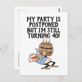 Uitgestelde Verjaardagsfeest Annulering Cartoon Briefkaart (Voorkant / Achterkant)