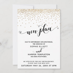 Uitgestelde Wedding Gold Confetti & Hearts Nieuw P Kaart