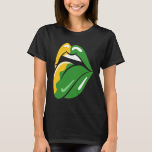Uitgestoken rode lippen kus mond lippenstift kusse t-shirt