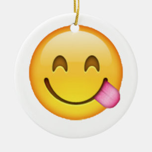 Uitgestoken tong - Emoji Keramisch Ornament