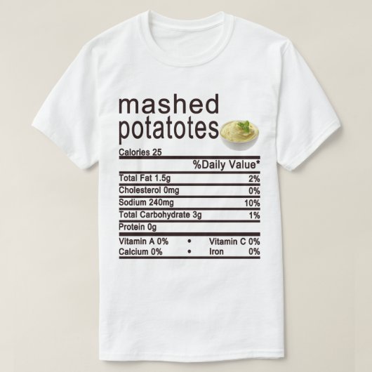 Uitgestreepte potatotes Etiket voedingsffecten T-shirt (Design voorkant)