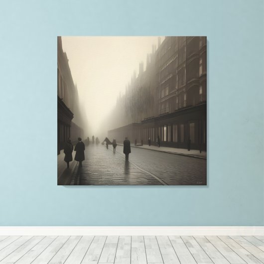 Uitgestrekte canvasprint - Victoriaans straat in L Canvas Afdruk (Insitu (Houten vloer))