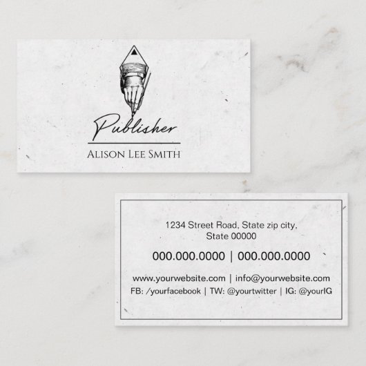 Uitgever Visitekaartje (Voorkant / Achterkant)