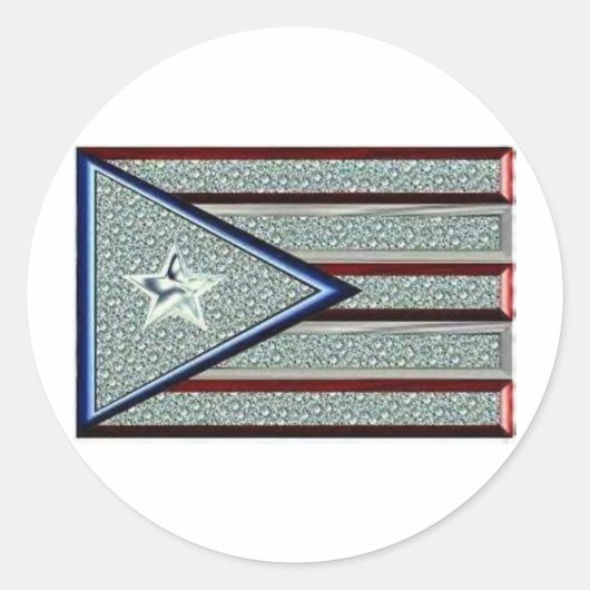 Uitgevijld Puerto Ricaanse vlag Ronde Sticker (Voorkant)