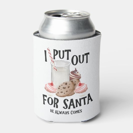 Uitgezet voor de kerstman komt hij altijd grappig blikjeskoeler (Blikje Voorkant)