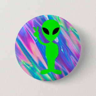 uitheemse hologram ronde button 5,7 cm