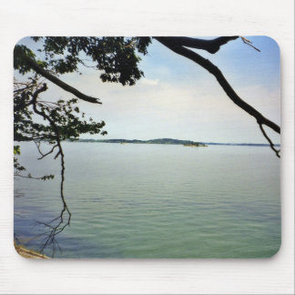 Uitkijkend over de rivier gemaakt op een muismat