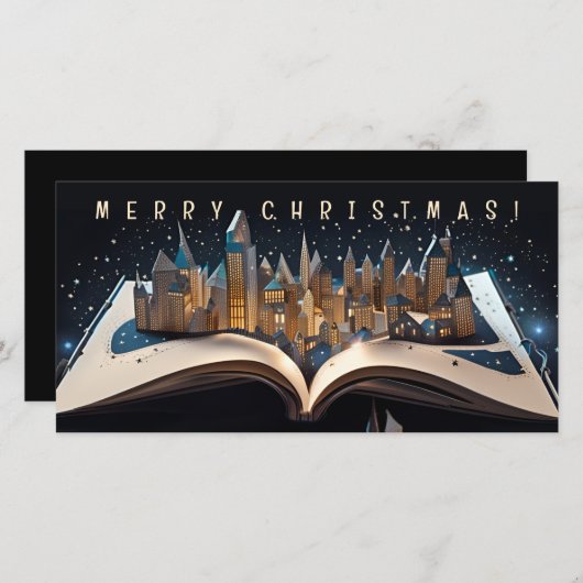 Uitklapbare Boekstad om middernacht Prettig kerstf (Voorkant / Achterkant)