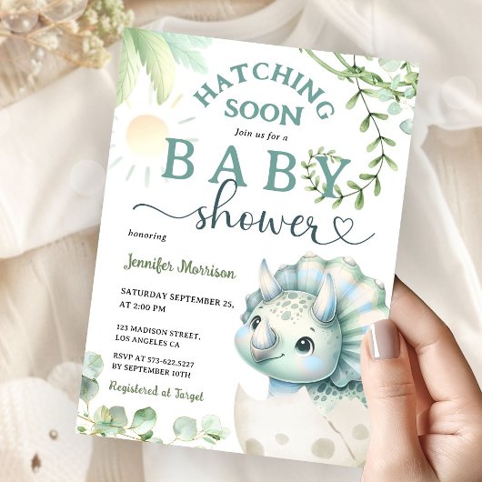 Uitkomen Binnenkort Dinosaurus Baby shower Boy Bla Kaart