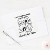 Uitlaat- en bandfitters vierkante sticker (Envelop)