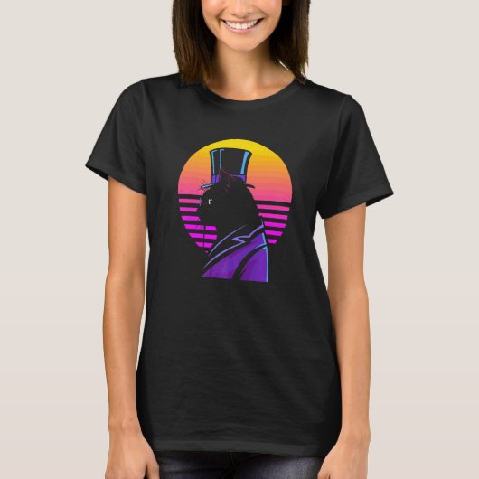 Uitloop Synthwave Cyberpunk Streampunk Cat T-shirt (Voorkant)