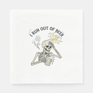 Uitlopend Bier Skelet Spook Maan Halloween_1 Servet