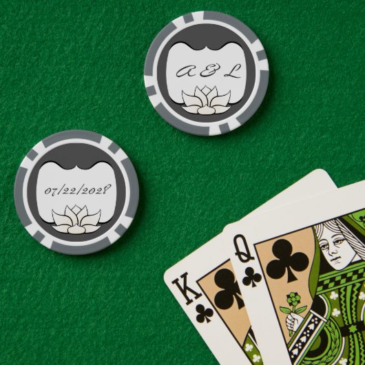 Uitmuntende Lotus in het Wit Poker Chips (Pokertafel (Dubbel))