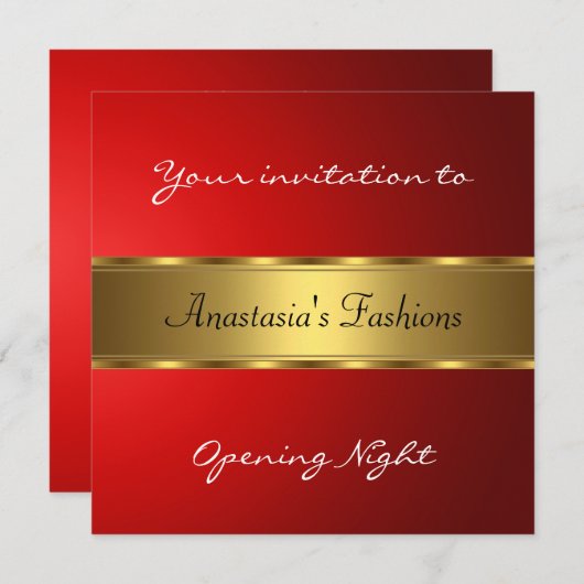 Uitnodigen tot openen Night Red Gold Kaart (Voorkant / Achterkant)