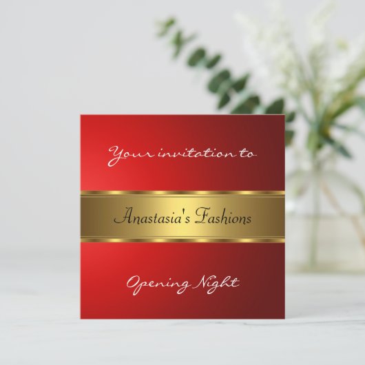 Uitnodigen tot openen Night Red Gold Kaart (Staand voorkant)