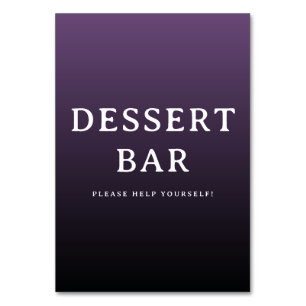 Uitnodigend Paars Minimalistisch Dessertbar Bord Kaart