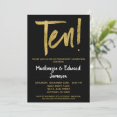 Uitnodiging 10-jarig jubileum Black Gold Script (Staand voorkant)