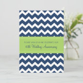 Uitnodiging 15-jarig jubileum Blue Lime Chevron (Staand voorkant)