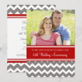 Uitnodiging 15-jarig jubileum Foto Rood Grijs (Voorkant / Achterkant)