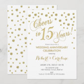 Uitnodiging 15e trouwdag - Goud & Wit (Voorkant / Achterkant)