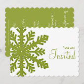 Uitnodiging 1 van de groene winterslaap Snowflake (Voorkant / Achterkant)