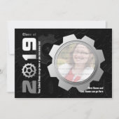 Uitnodiging 2019 voor Afstuderen met zwart en zilv (Voorkant)
