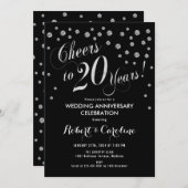 Uitnodiging 20-jarig jubileum in zwart en zilver (Voorkant / Achterkant)