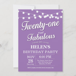 Uitnodiging 20e verjaardag Paars Fabulous