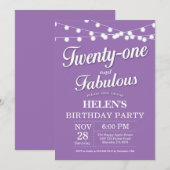 Uitnodiging 20e verjaardag Paars Fabulous (Voorkant / Achterkant)