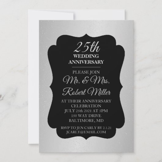 Uitnodiging - 25e trouwdag zilveren confetti (Voorkant)