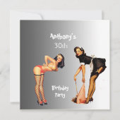 Uitnodiging 2 White Pin-up Girls Birthday Party (Voorkant)