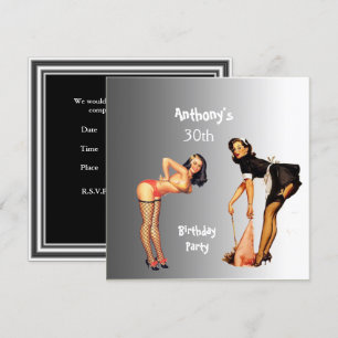 Uitnodiging 2 White Pin-up Girls Birthday Party