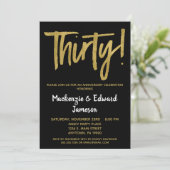 Uitnodiging 30 Jaar Black Gold Script Jubileum (Staand voorkant)