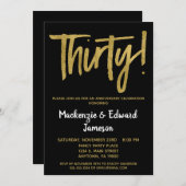 Uitnodiging 30-jarig jubileum Black Gold Script (Voorkant / Achterkant)