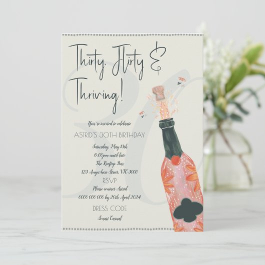 UITNODIGING 30E VERJAARDAG! DERTIG, FLIRTEND EN PR (Staand voorkant)