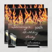 Uitnodiging 30e verjaardag Elegant Fire Gold (Voorkant / Achterkant)