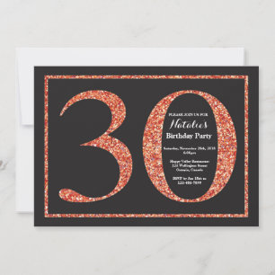 Uitnodiging 30e verjaardag oranje glitterslate