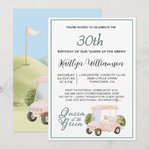 Uitnodiging 30e verjaardagsfeest Dame Golfer Thema